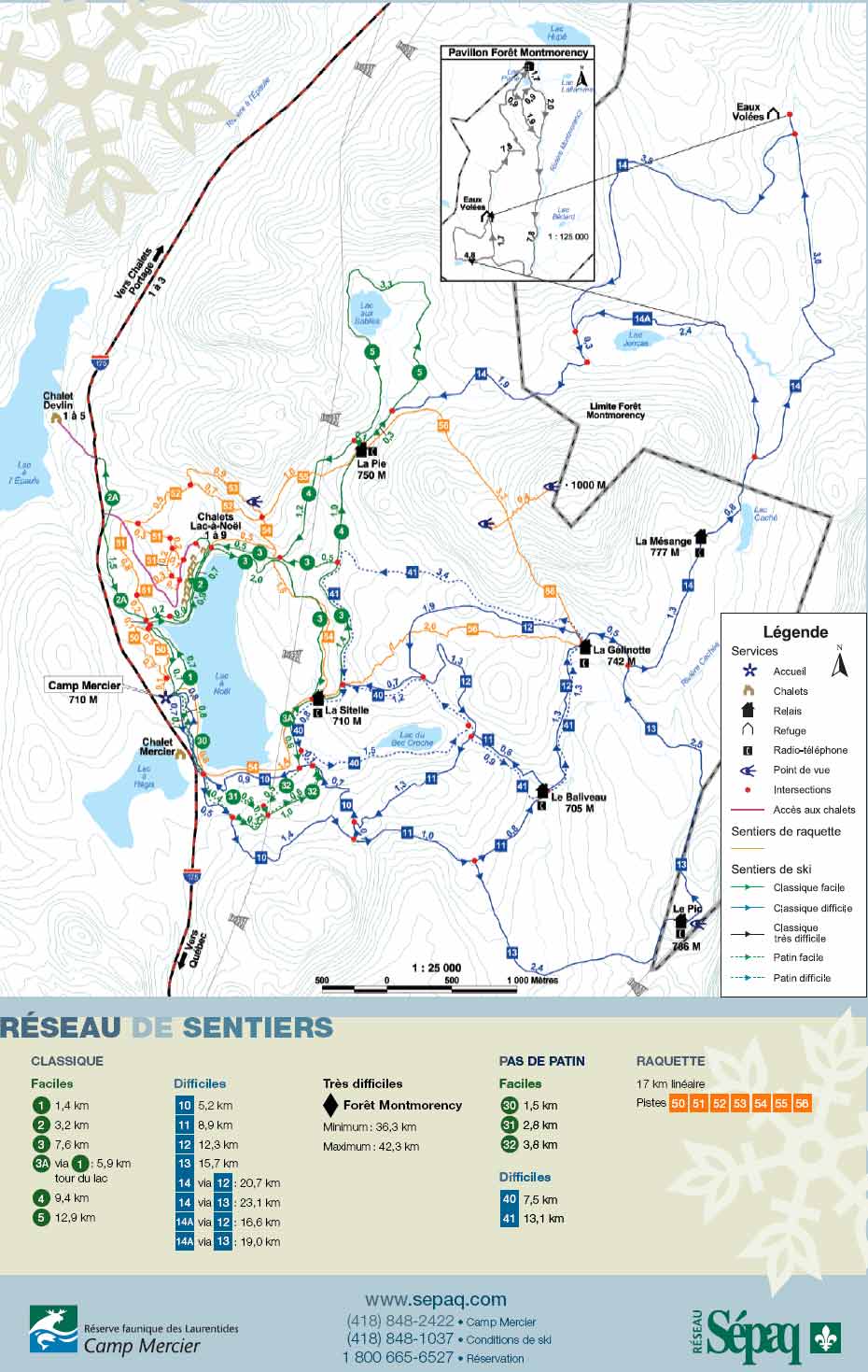 Camp Mercier trail map, Camp Mercier ski map, Camp Mercier snowboard map